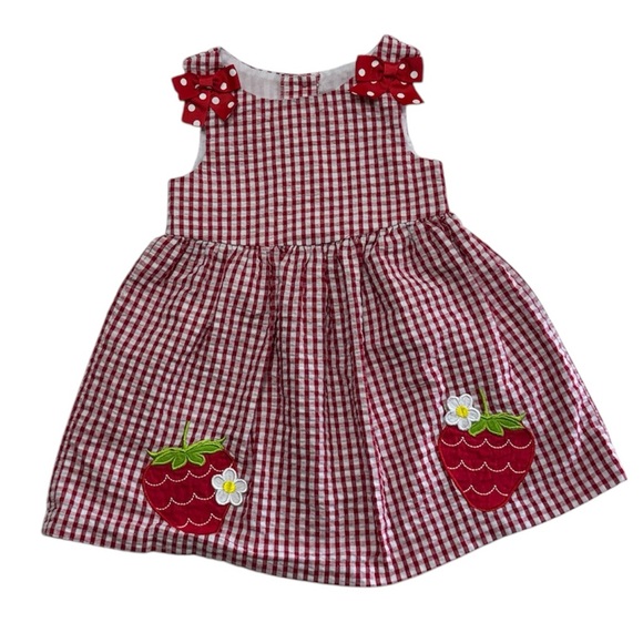 Counting Daisies Other - Counting Daisies Girls Red Strawberry Gingham Sleeveless Sundress Size 18M